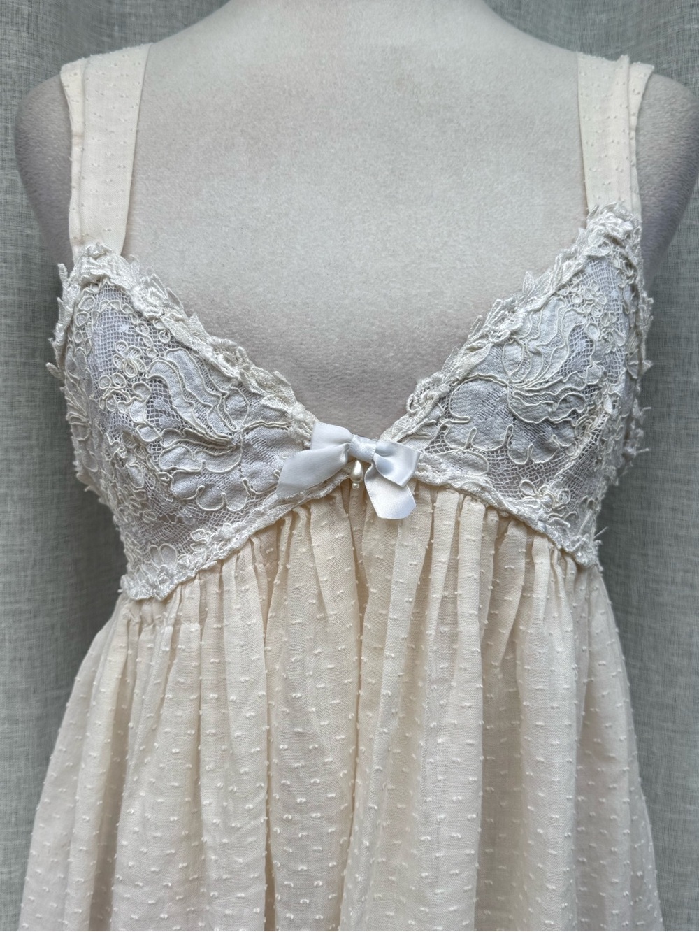 1980 Priamo white babydoll floral lingerie camisole top - Picture 4 of 9